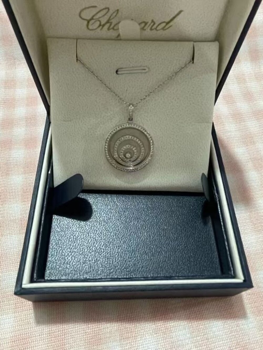 Chopard Silver-Tone Spiral Diamond Pendant Necklace